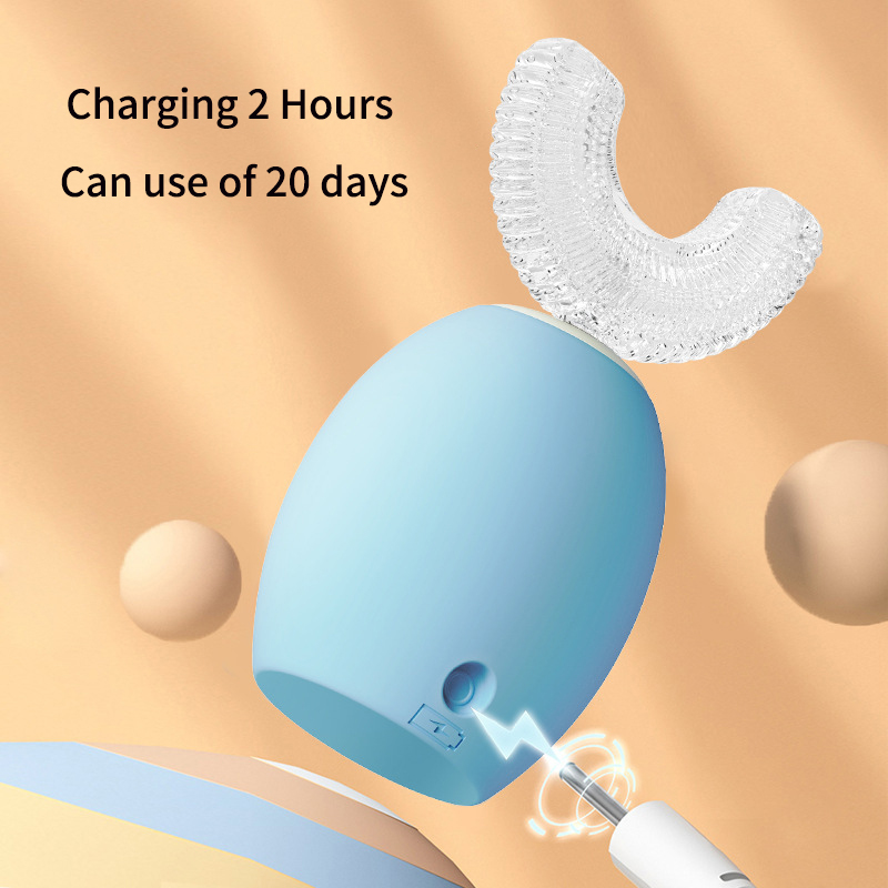 360 degrees u shape sonic electric toothbrush rechargeable cartoon ipx7 waterproof sealing design for kids children teeth whitening with light smart t