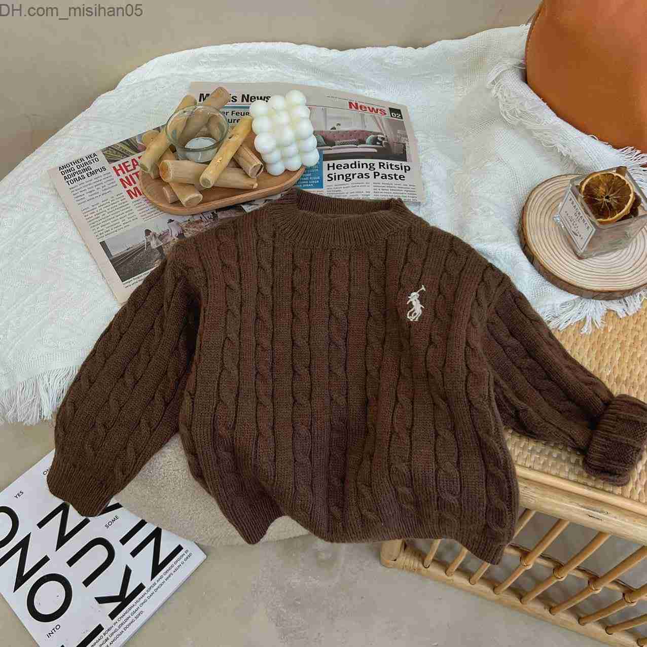 Pullover New Cotton Kids Sweaters Knitted Retro Pullover Sweaters Winter Autumn Boys Girl Cardigan o Neck Children Solid Sweater 2-7T Z230726