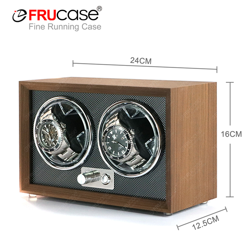 Watch Boxes Cases FRUCASE Double Watch Winder for Automatic Watches 2 Rolex Box Jewelry Display Collector Storage Wood Grain with Light 230725