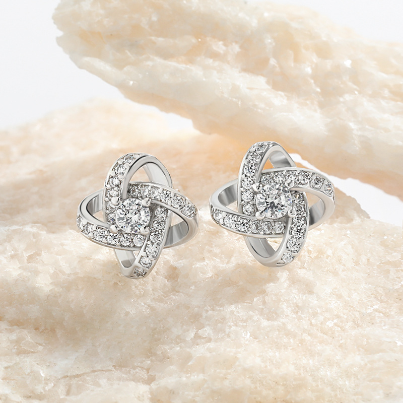 Elegant Blue Crystals & Floral Detail Small Stud Earrings Hypoallergenic 925 Silver Daisies Swiveling Ear Jewelry for Her