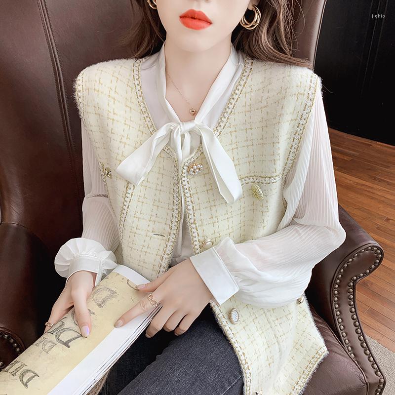 Womens Vests Arrival Women Fashion O-Neck Sleeveless Small Fragrance Korean Tweed Plaid Classic Vest Spring Waistcoat Casual Coat Wear