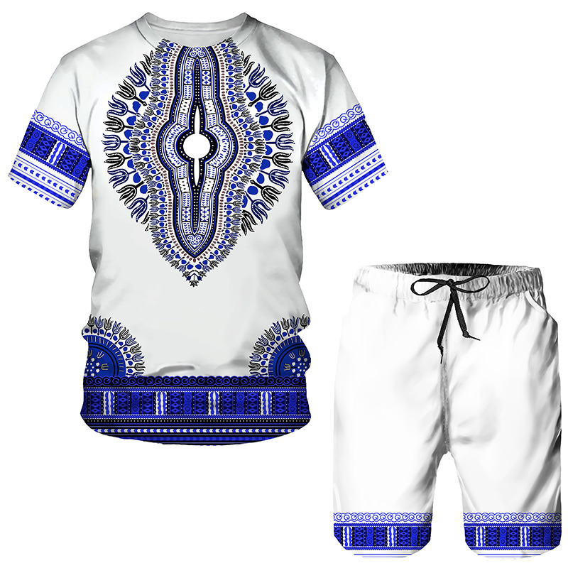 Mens Tracksuits Summer 3D African Print Casual Shorts Set Couple costume Retro Hip Hop TshirtShorts MensWomens Sportswear 230724