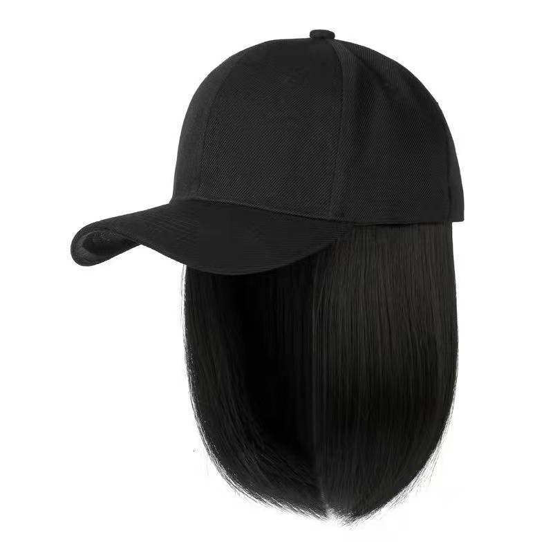 Wig Caps Wig Hat Short Hair Fashion Short Hair Clavicle Hair Internet Celebrity Baseball Cap Short Wig Black And White Hat 230724