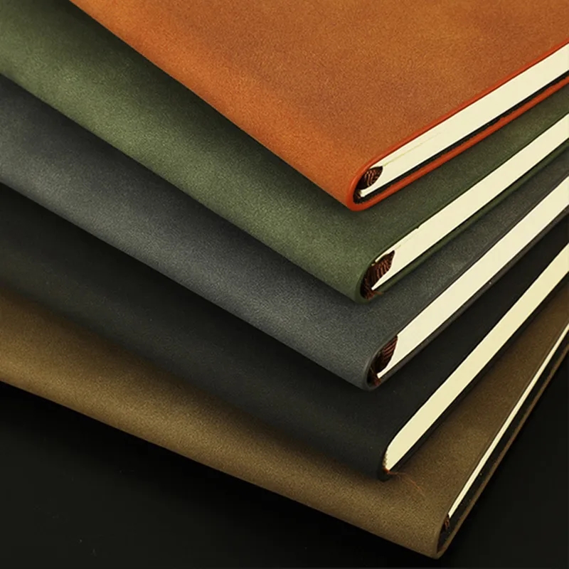 wholesale A5 Colorful Notebooks Thickened Business Notepads Customized Hand Ledger Student Stationery Writing NoteBook PU Leather Page Dividers Printe