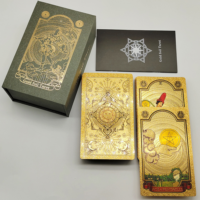 Outdoor Games Activities Plastic Rider Stamping Gold Foil Tarot Exquisite Board Game Divination Cards For Collection 230725
