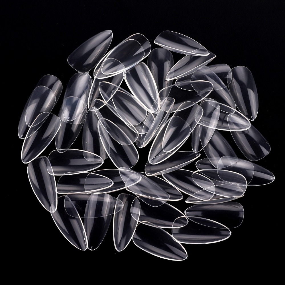 False Nails Makartt almond false nail transparent nail tip thin high-heeled shoes full cover acrylic capsule false nail extension gel tip pressing nai