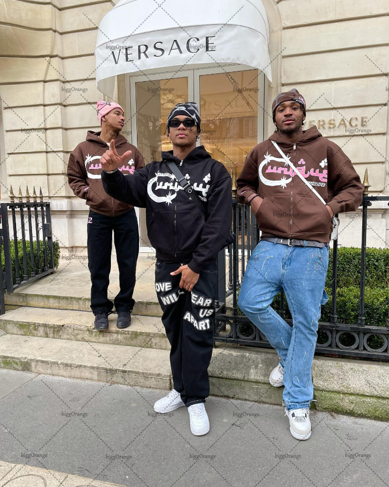 Mens Hoodies Sweatshirts Street Hiphop Trend Clothing American Print Oversized Sweatshirt Men Korean Version Retro Harajuku Couple Loose Zipper Hoodie