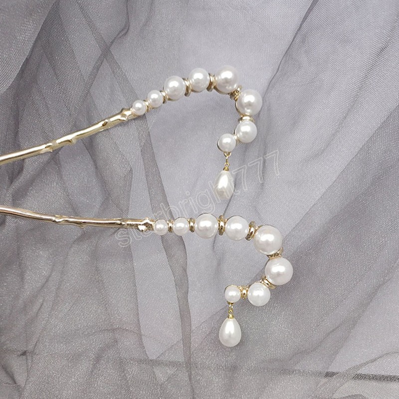 Woman Hair Accessories Pearl Hairpin Long Tassel Pendant Hair Stick Metal Vintage Hair Stick For Women
