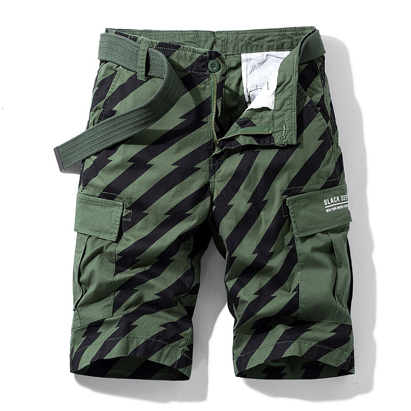 Mens Shorts Pure Cotton Summer Cargo Boys Casual Pocket Streetwear Male Long Bermuda Graphic Striped Z155 230724