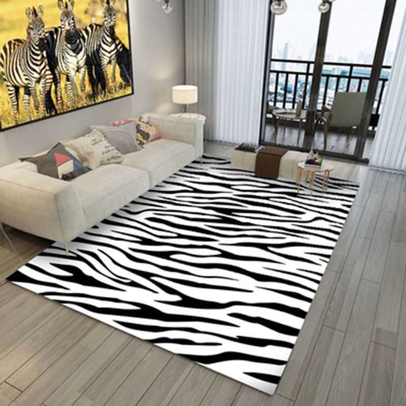 Carpets Zebra Pattern Carpet Living Room Bedroom Soft Carpets Anti-slip Floor Mats Water Absorption Rugs Home Decor Bedroom Furry Mat R230726
