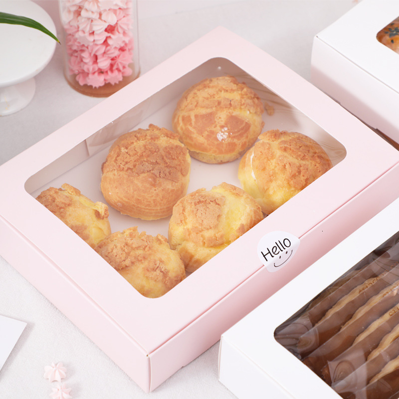 Wrap Gift 10Pcs Baking Boxes And Packaging Egg Yolk Crisp Candy Cookie Cake With Clear Window Cupcake Box Birthday Party Favor Decor 230725 Gd0318