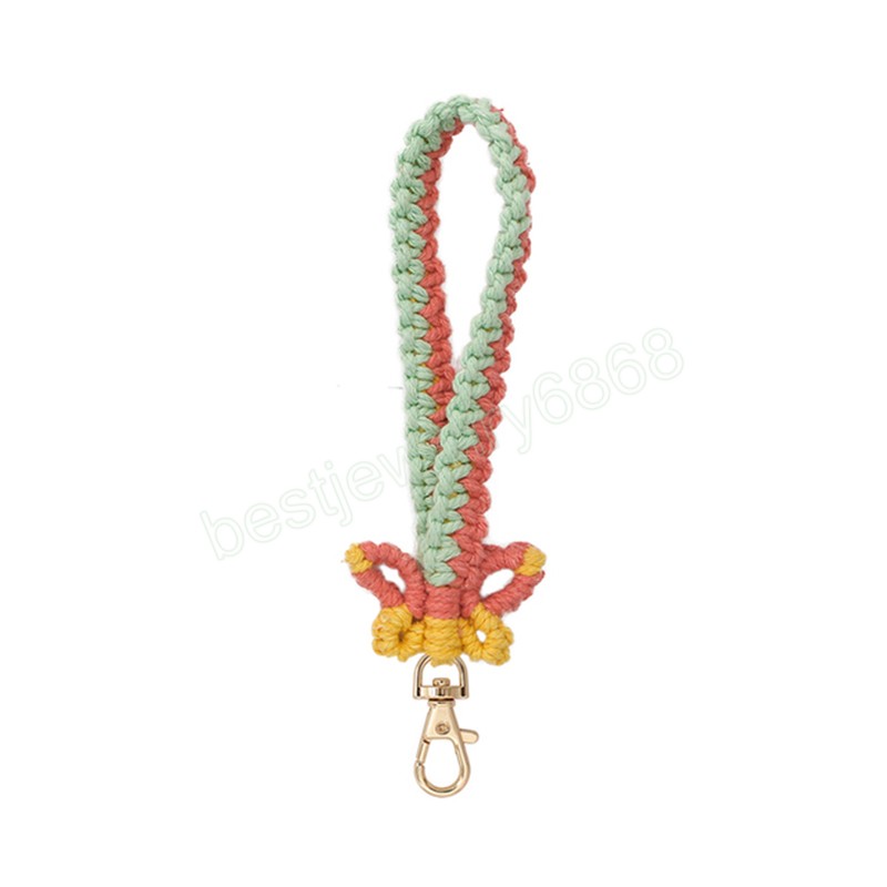 Butterfly Keychain For Women Girls Macrame Handmade Bracelet Tassel Wristlet Strap Keyring Lanyards Boho Hand-woven For Key Car