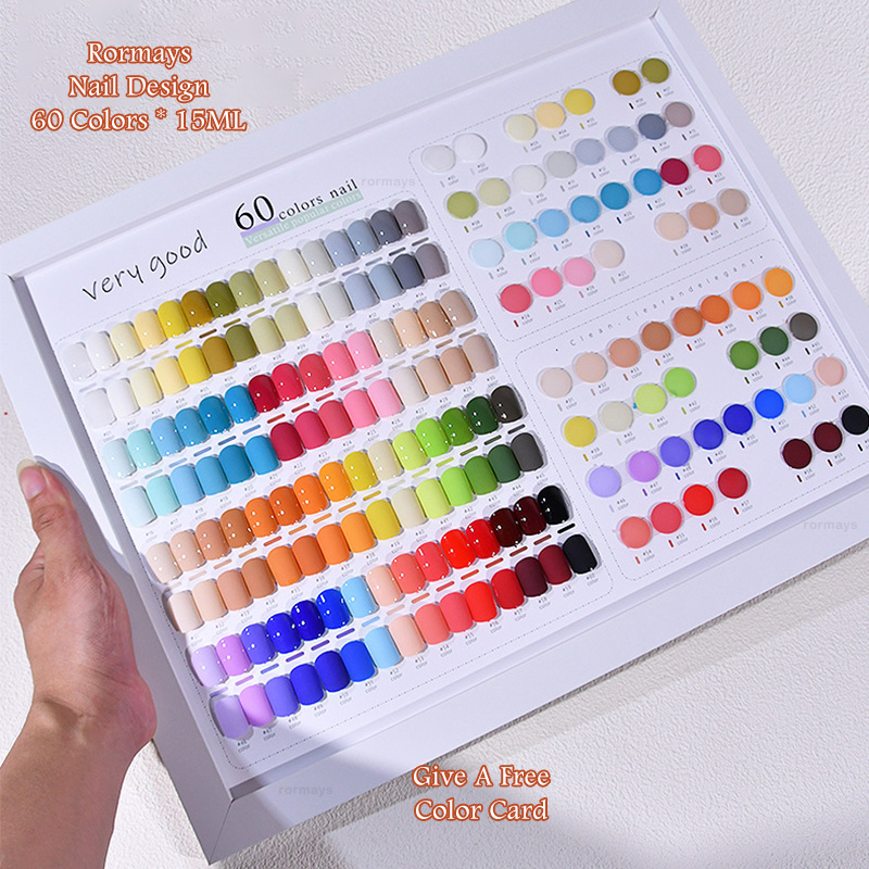 Rormays 60 Color Gel Nail Polish Set 15ML Summer Popular Iridescence Sequins Nail Gel UV LED Primer Matte Mix Full Cover Nail Art Design Gel Factory W