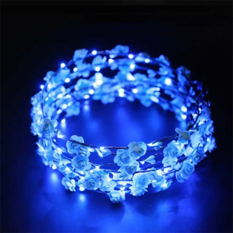 LED Light Up Flower Crown Flashing Garlands Head Band Clasps Floral Head Hoop Fairy Hairband Headwears WeddingZZ