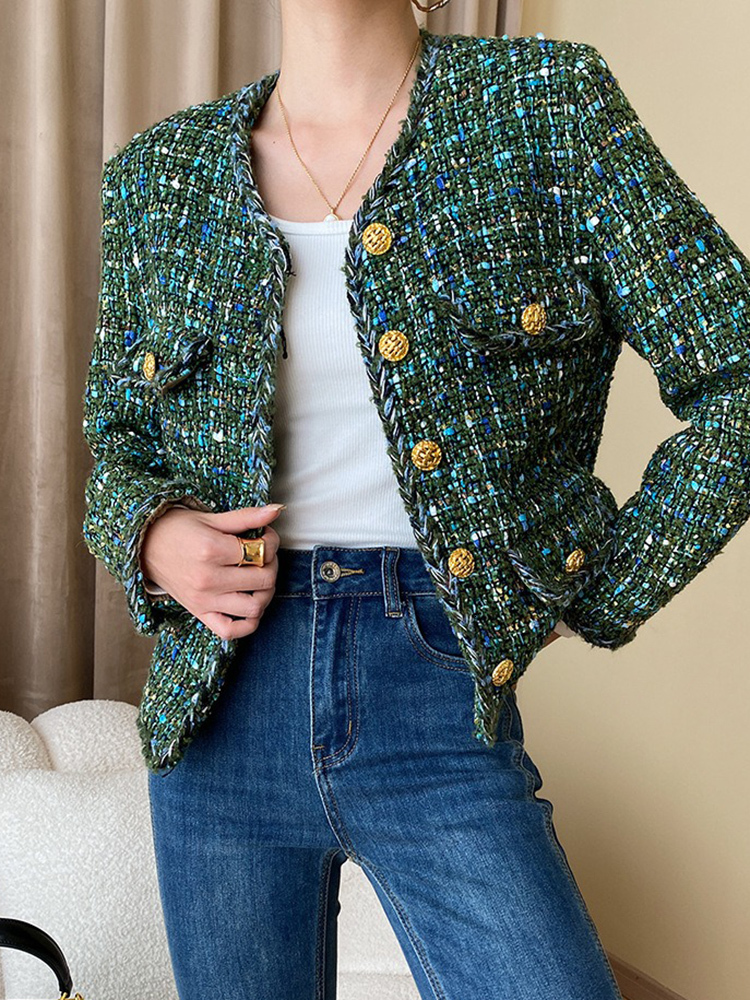 Womens Jackets Circyy Green for Women Fall French Office Lady Single Breasted Long Sleeve Coat Elegant Vintage Chic Crop Coats 230726