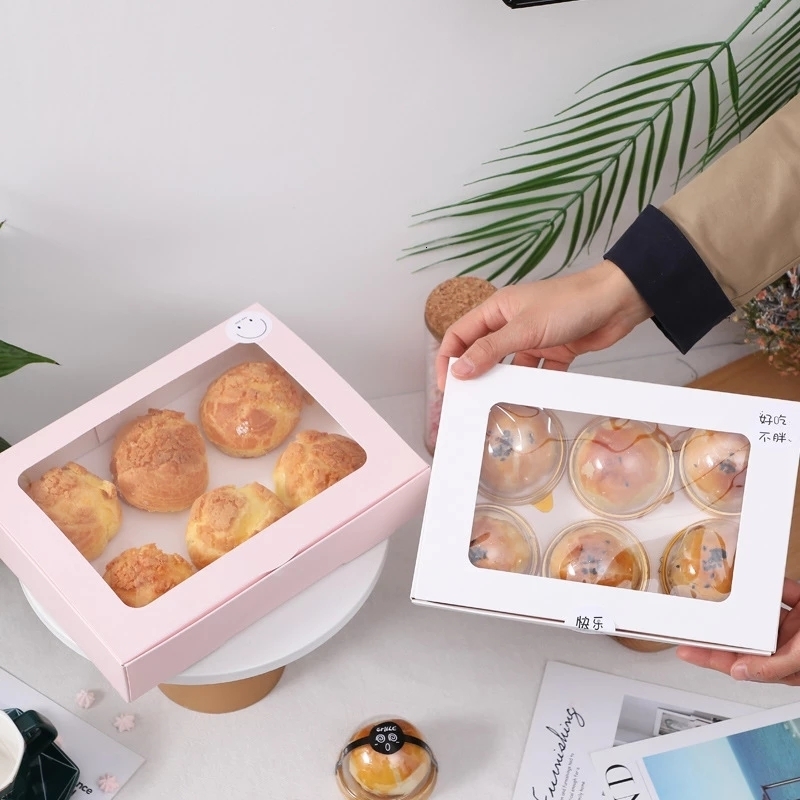 Wrap Gift 10Pcs Baking Boxes And Packaging Egg Yolk Crisp Candy Cookie Cake With Clear Window Cupcake Box Birthday Party Favor Decor 230725 Gd0318