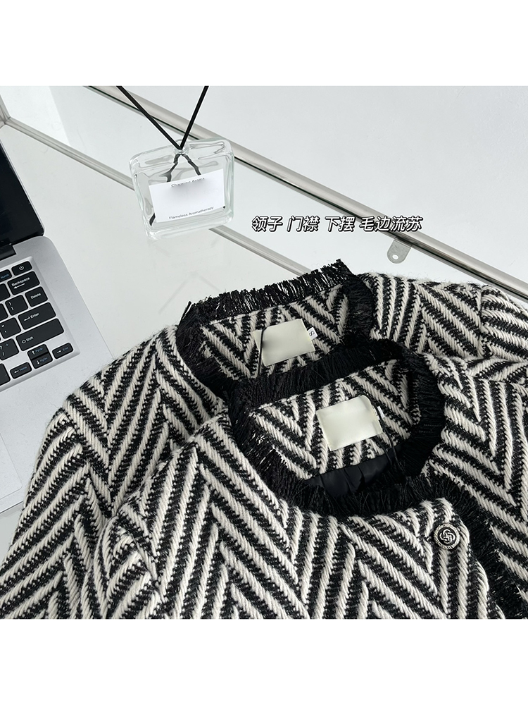 Womens Jackets Circyy Striped for Women Cropped Coat Autumn Long Sleeve ONeck Single Breasted Vintage Fashion Elegant Coats 230726