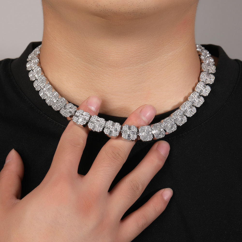 12mm Hip Hop Rock Candy Chain Mens Necklace Bling T Zircon Cross 18k Gold Chain