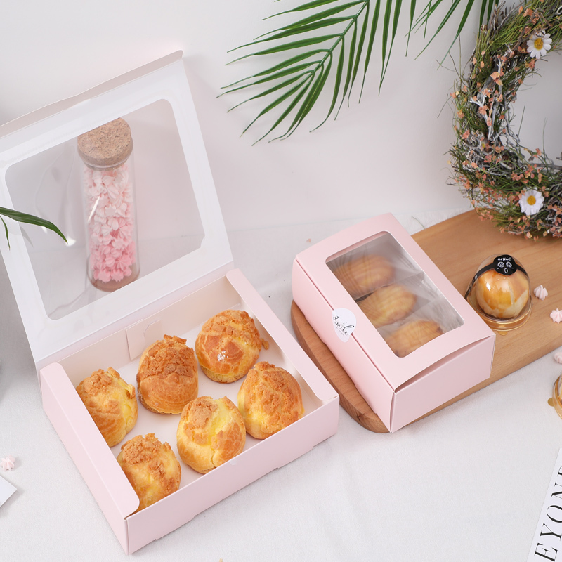 Wrap Gift 10Pcs Baking Boxes And Packaging Egg Yolk Crisp Candy Cookie Cake With Clear Window Cupcake Box Birthday Party Favor Decor 230725 Gd0318