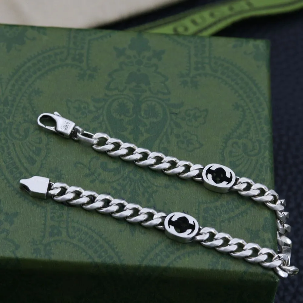 Top luxury designer bracelet charm gift unisex hip hop women mens bracelets 16cm 18cm 20cm trendy cuban chain 925 cuff bangle couple jewelry