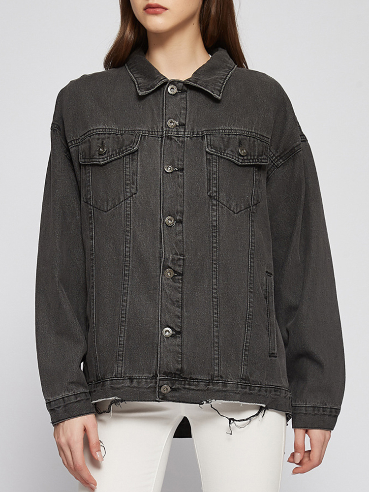 Womens Jackets Women Vintage Loose Frayed Hole Single Breasted Denim Jacket Streetwear Female Spring Autumn Retro Jeans Coat Outwear 230726