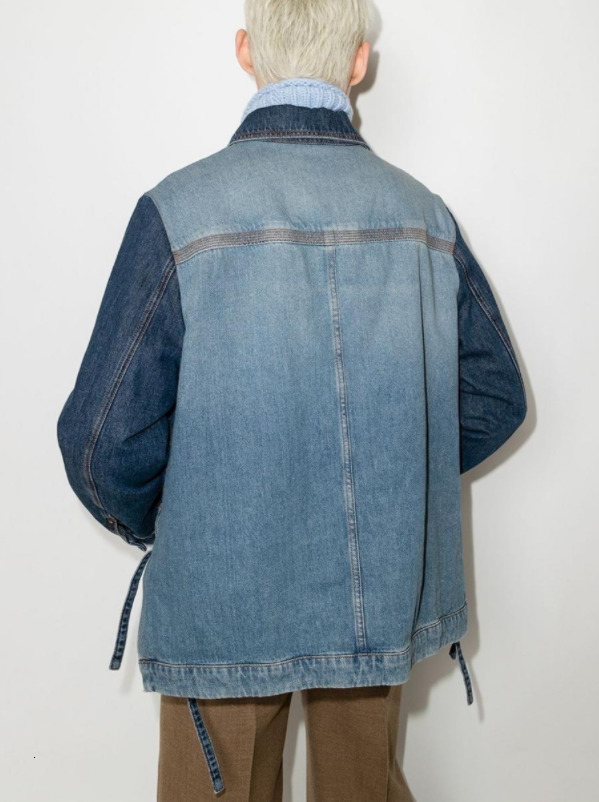 Womens Jackets 128637 128638 128639 Fashion Classic Trendy Women Men Stitching Contrast Denim Jacket Leather Pocket Top L1 230726