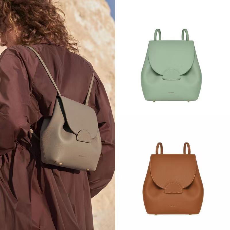POLENE French niche brand leather light luxury smiley bag ladies 2023 new fashion all-match portable ladies backpack large-capacity shopping bag schoolbag