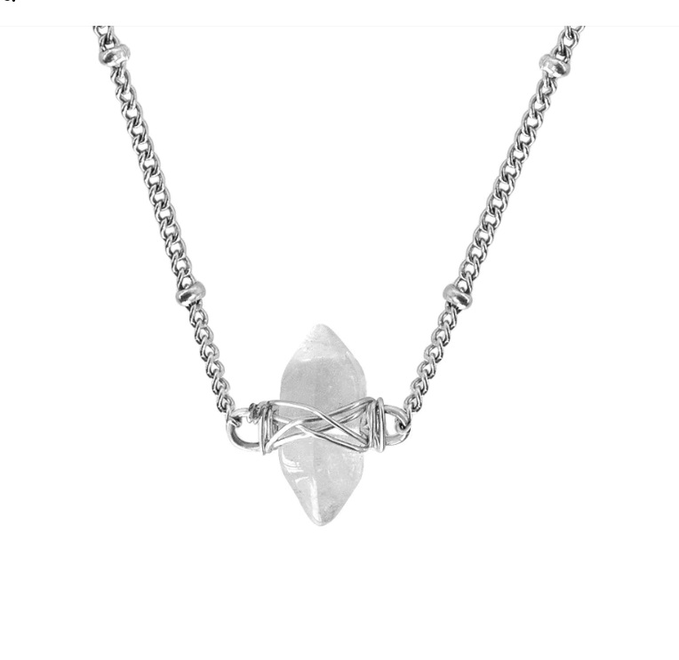 Natural stone black tourmaline necklace crystal Amethyst rose quartz real stone healing jewelry necklace