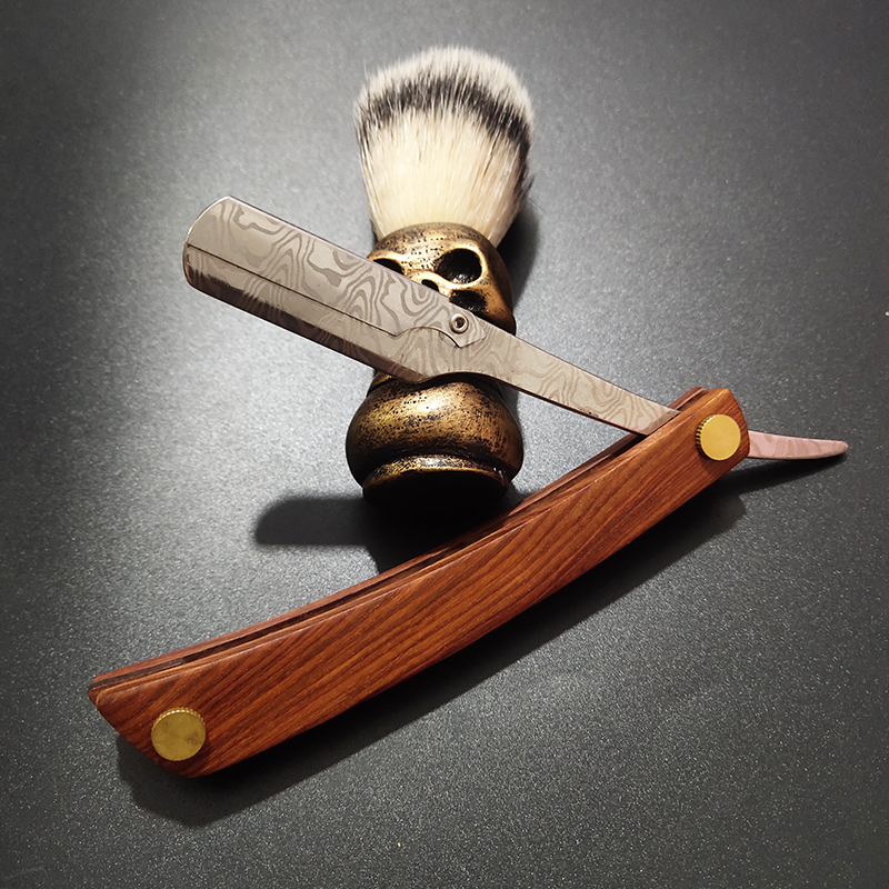 Razors Blades wooden trimmer manual shaver professional straight edge stainless steel sharp barber razor folding shaving knife shave beard cut 230725