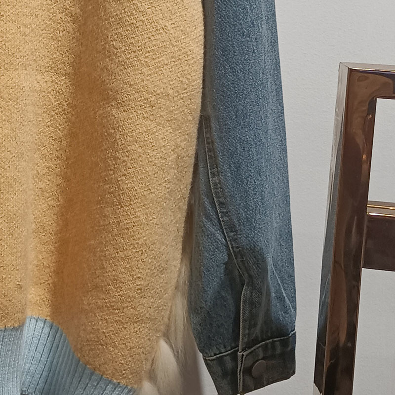 Women's Knits Tee Loose Knitted Cardigans With Real Fur Stripe Fashion Female Autumn Jacket Outwear Genuine 230725