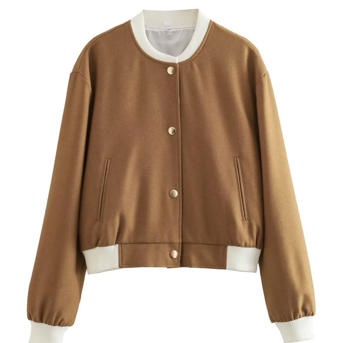 Womens Jacket Short Bomber Women Traf Zaba Long Sleeve Khaki Color Ladies Button Closure Cropped Jacket AAA Discount for in-store purchases
