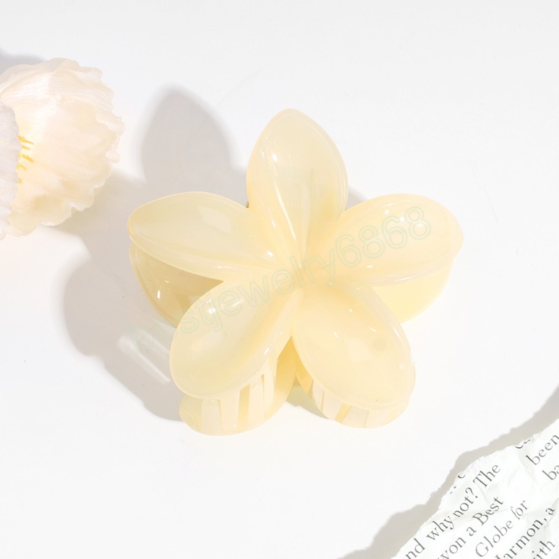 Korean Style Flower Hair Claws Sweet Jelly Color Plastic Ponytail Holder Hair Clips For Women Girls Makeup Bath Hair Accessories