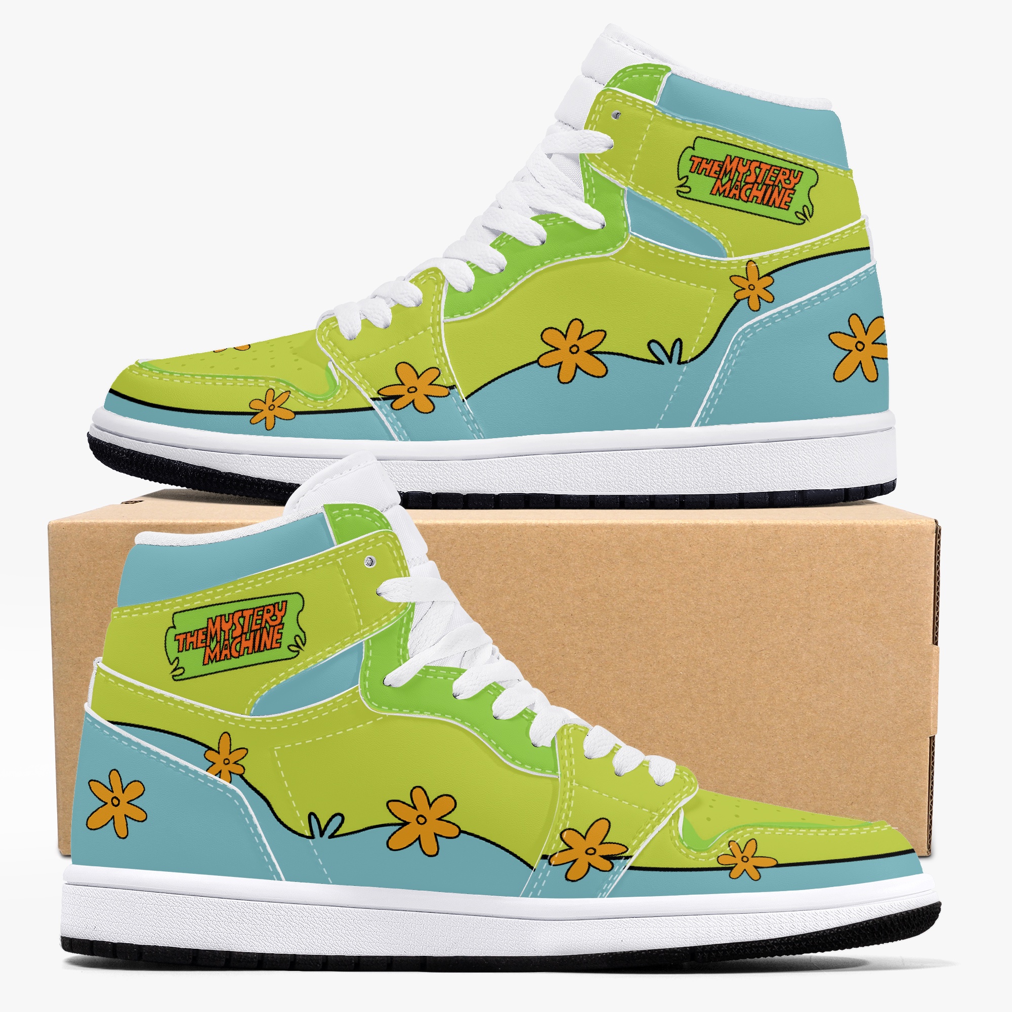 diy basketball shoes mens womens green flower trainers outdoor sports 36-48