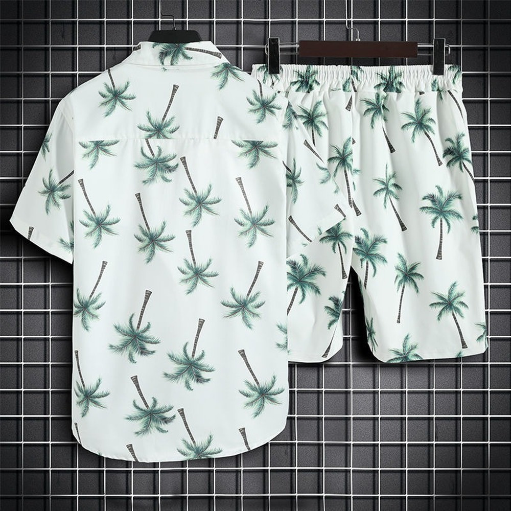 Men's Tracksuits Beach Clothes For Men 2 Piece Set Quick Dry Hawaiian Shirt and Shorts Fashion Clothing Printing Casual Outfits Summer 230725