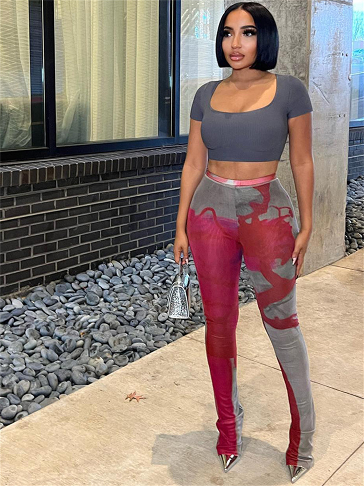 Women's Pants Capris Weird Puss Print Elastic Women High Waist Flare Pants y2k Vintage Outdoor Casual Wild Skinny Fashion Streetwear Hipster Trou