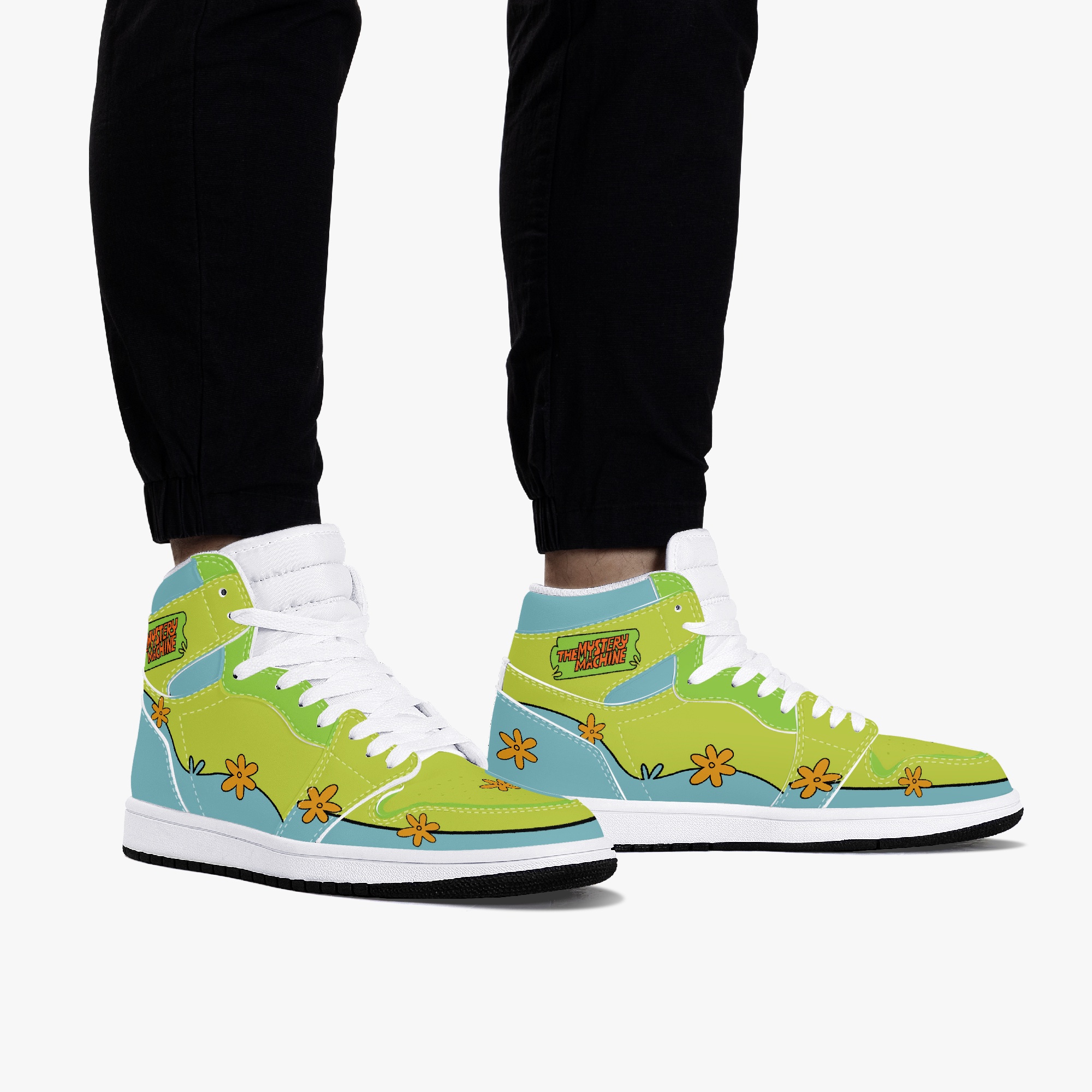 diy basketball shoes mens womens green flower trainers outdoor sports 36-48