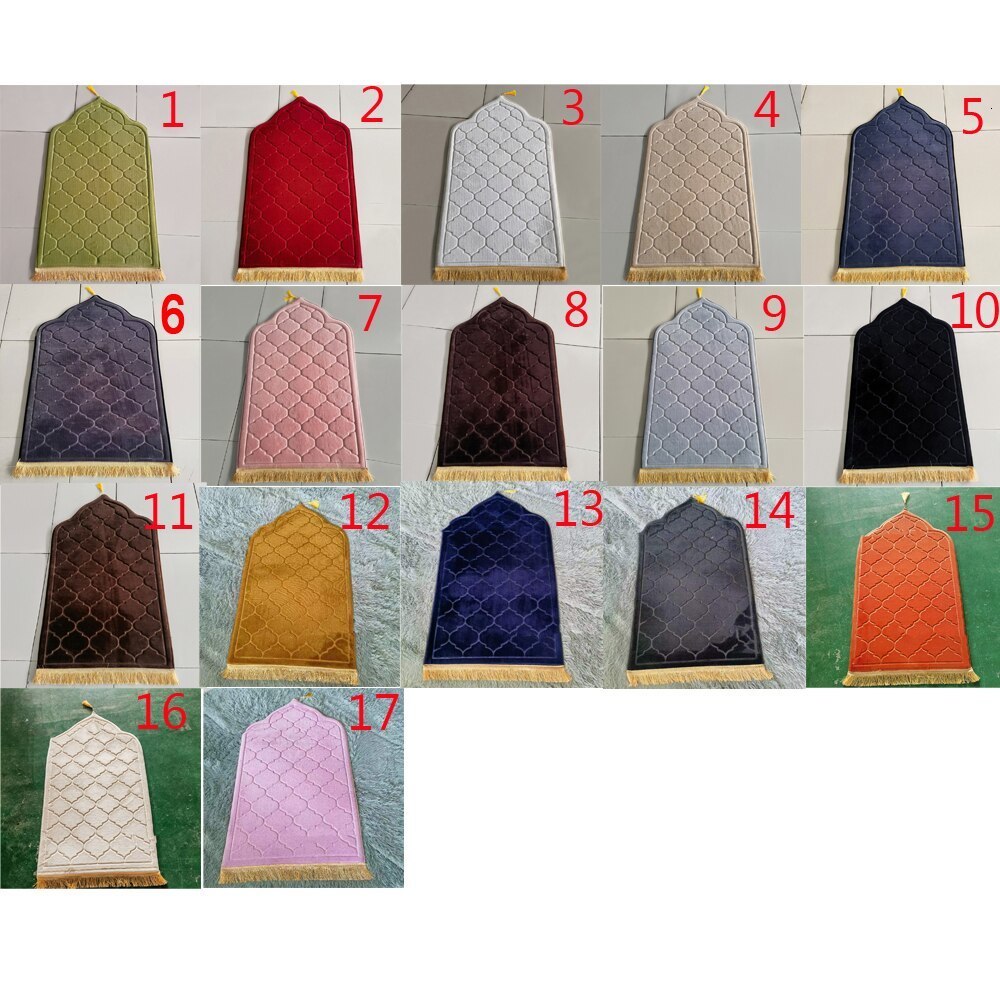 Carpet Flannel Prayer Mat Worship Blanket Kneel Embossing Floor Carpets Non Slip Soft Portable Travel Ramadan Gift 230725