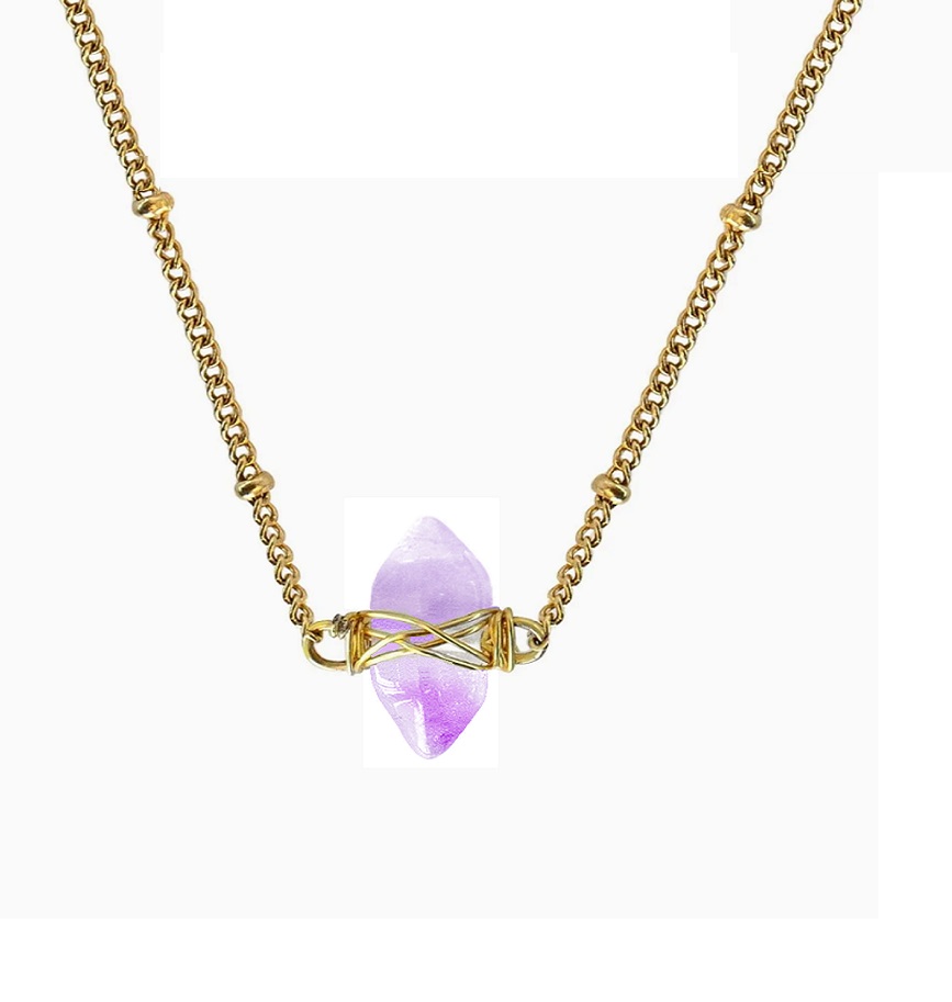 Natural stone black tourmaline necklace crystal Amethyst rose quartz real stone healing jewelry necklace