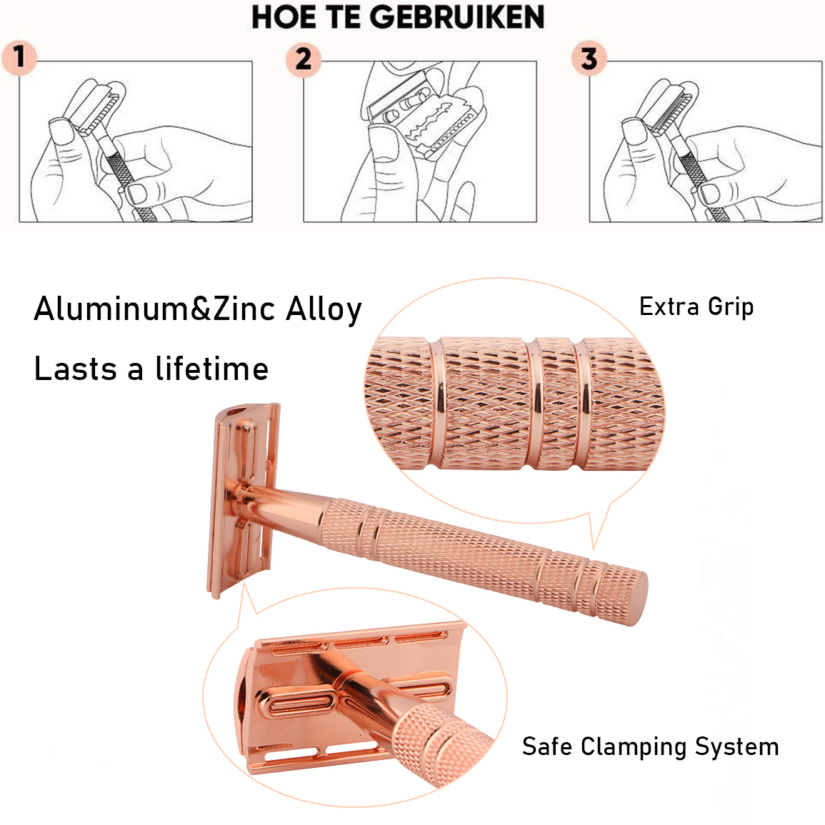 Razors Blades HAWARD Rose Gold Razor Classic Double Edge Safety Razor For Mens Shaving Womens Hair Removal 10 Shaving Blades Manual Shaver 230725