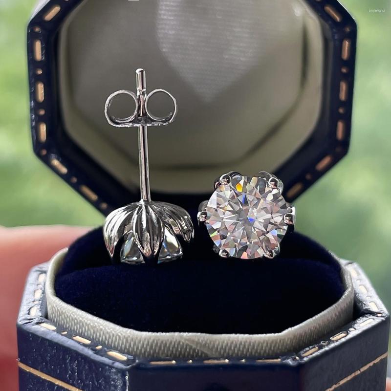 Stud Earrings AnuJewel Lotus Brincos Para Mulheres Moissanite Diamante 925 Prata Esterlina Flor D Cor Atacado 2ctw