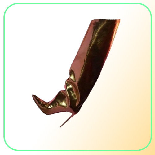 Runway Women039s Long Boots Candy Color Mirror Leather Women Over The Knee Booties Super High Heels Stilettos Demonia Party Wed308