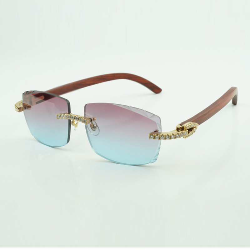 New Moissanite Diamond Luxury Fashion wooden Sunglasses 3524015 Natural original wooden Sunglasses Carved Lenses Free of Shipping