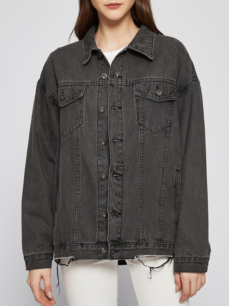 Womens Jackets Women Vintage Loose Frayed Hole Single Breasted Denim Jacket Streetwear Female Spring Autumn Retro Jeans Coat Outwear 230726