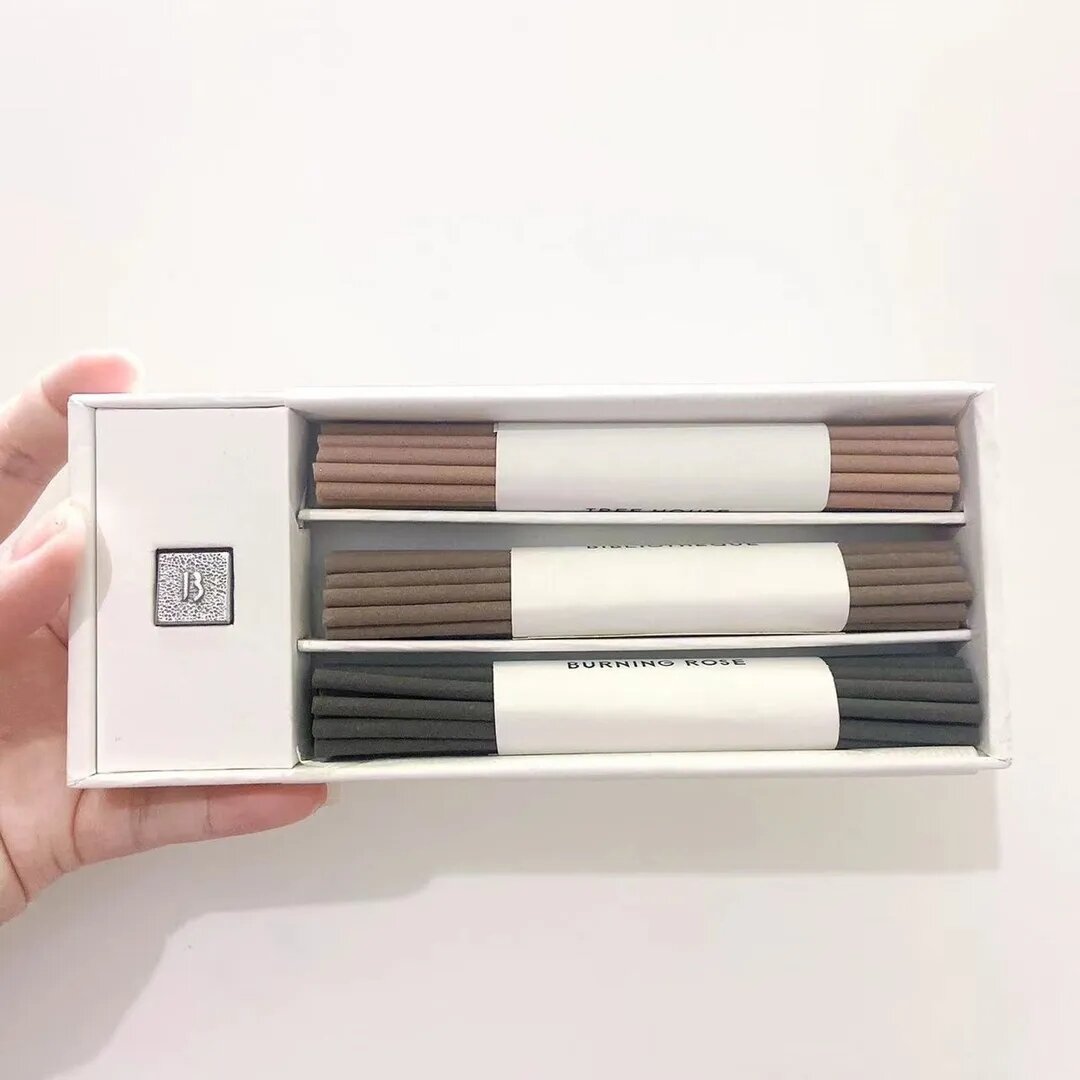 60Pcs/box Natural Incense Sleep Stick Aroma Indoor BURNING ROSE /TREE HOUSE /BIBLIOTHEQUE Aromatherapy