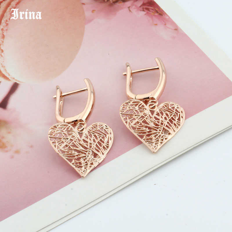 2022 New Earrings Rose Gold Color Dangle Earrings Stylish Hollow Out Heart Shaped French Hook Earring For Women Jewelry L230620