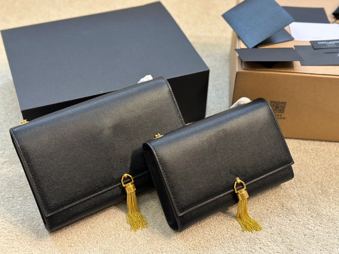 Designer KATE CHAIN AND TASSEL BAG IN TEXTURED LEATHER Woman CrossBody Fashion luxury brand Shoulder Bag Metal strap Purse