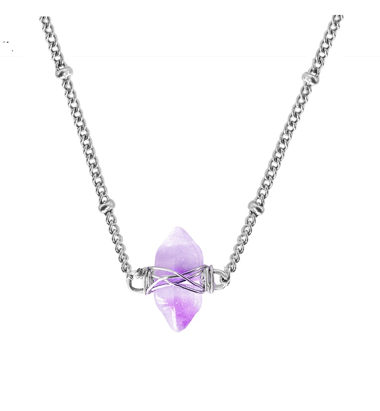 Natural stone black tourmaline necklace crystal Amethyst rose quartz real stone healing jewelry necklace