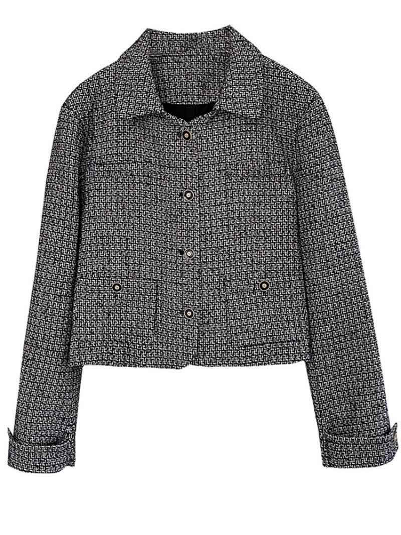 Womens Jackets Komiyama Contrast Plaid Woman Lapel Long Sleeve Jaquetas Single Breasted Chaqueta Mujer Autumn Small Fragrance Coats 230726