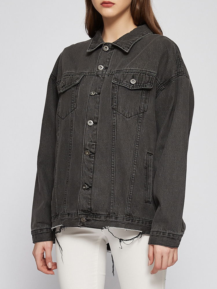 Womens Jackets Women Vintage Loose Frayed Hole Single Breasted Denim Jacket Streetwear Female Spring Autumn Retro Jeans Coat Outwear 230726