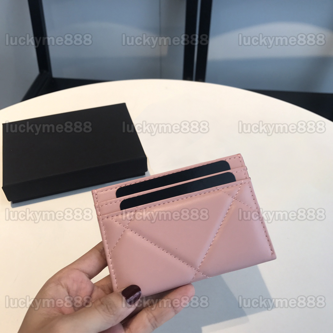 10A Mirror Quality Desingers Mini Card Holder In Gold Hardware Womens Sheepskin Leather Quilted Wallet Luxurys Black Coin Purse Lady Credit Card Holders With Box